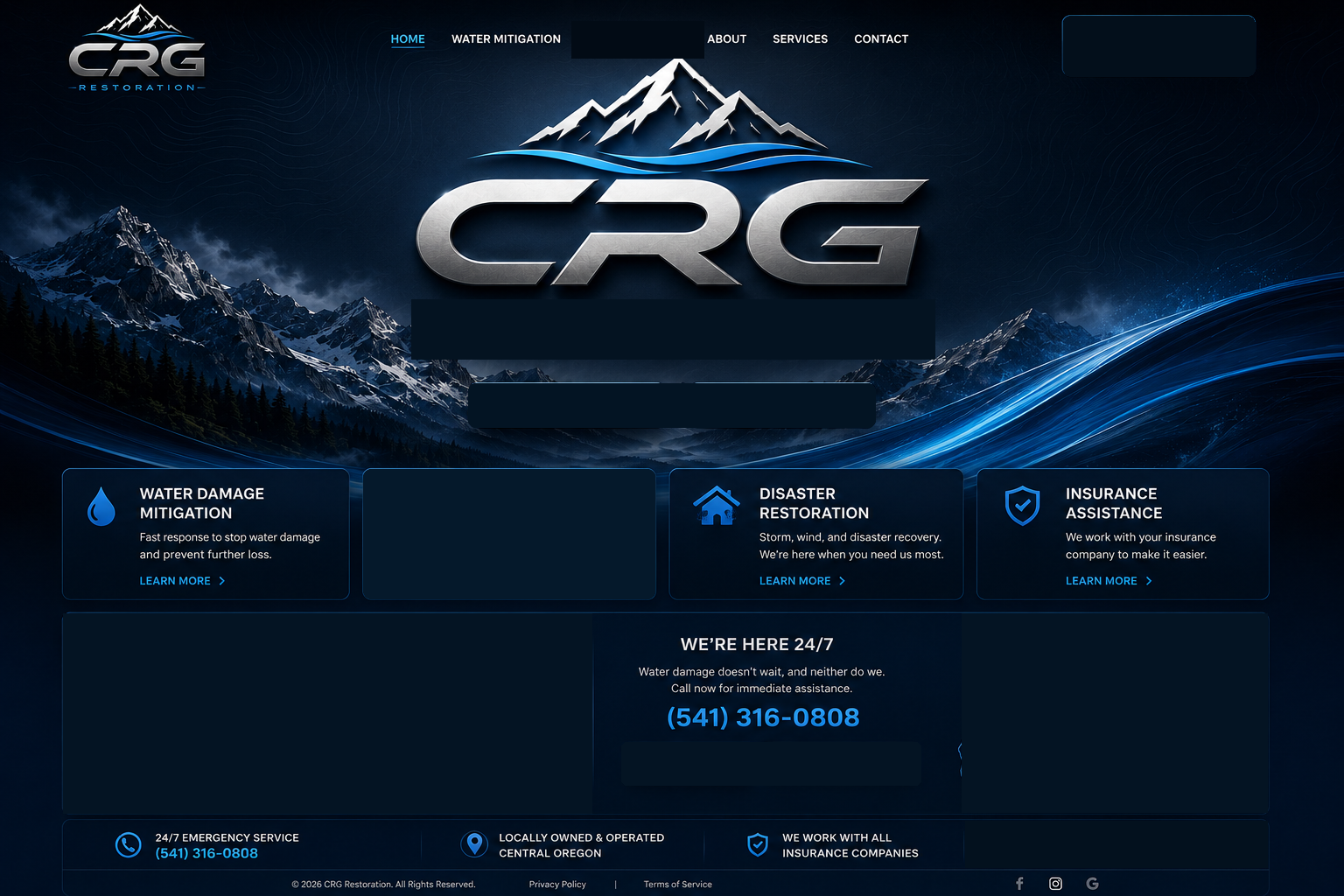 CRG Restoration water mitigation, mold remediation and disaster restoration in Central Oregon.